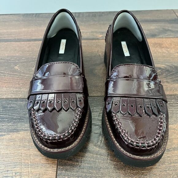 Geox Respira Blenda Kiltie Loafer in Burgundy Women's Size 36, US Size 6 EUC - Picture 4 of 12